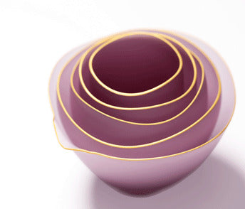 SAKI - Wine Red Frosted, 5 piece set, in wooden box